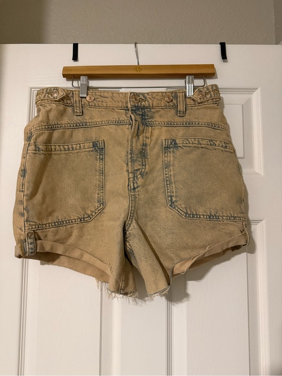 We The Free Pants - We The Free Palmer Cuffed Washed Tan High-Rise Denim Shorts by Free People